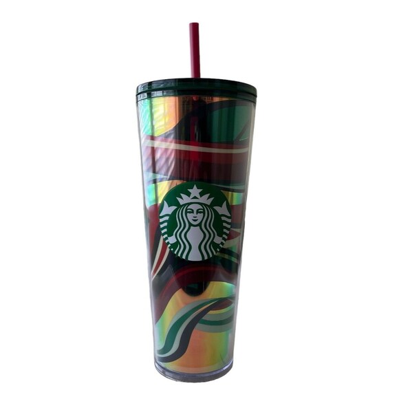 Starbucks 2021 Winter Holiday Multi-Color Swirl 24oz Cold Cup Tumbler New - Picture 1 of 4